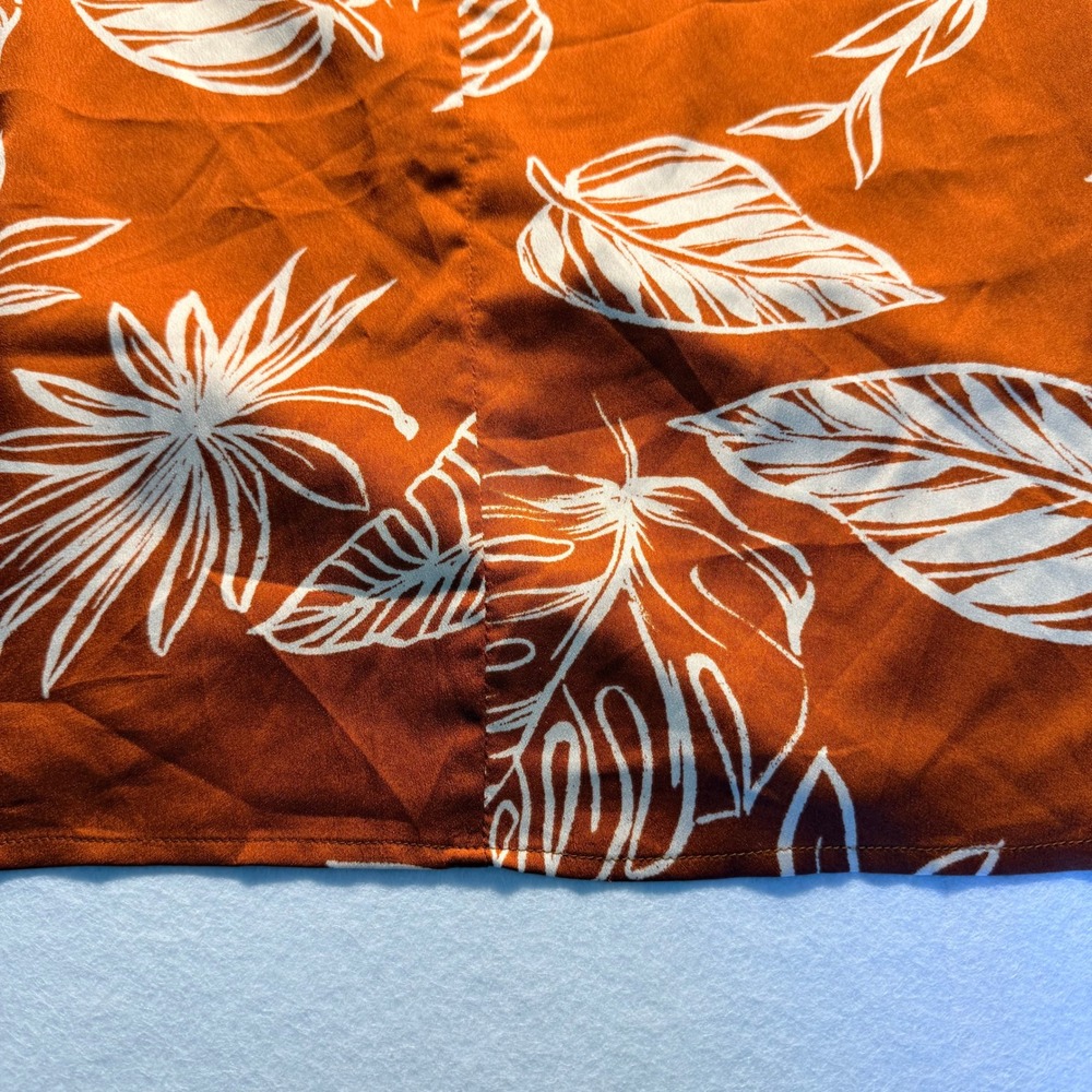 Forever 21 Rust Orange Small Skirt Tropical Leaf Print Faux Wrap Midi Side Tie - Picture 14 of 14